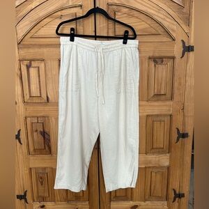 LUCKY BRAND Linen Wide Leg Cropped Utility Pants